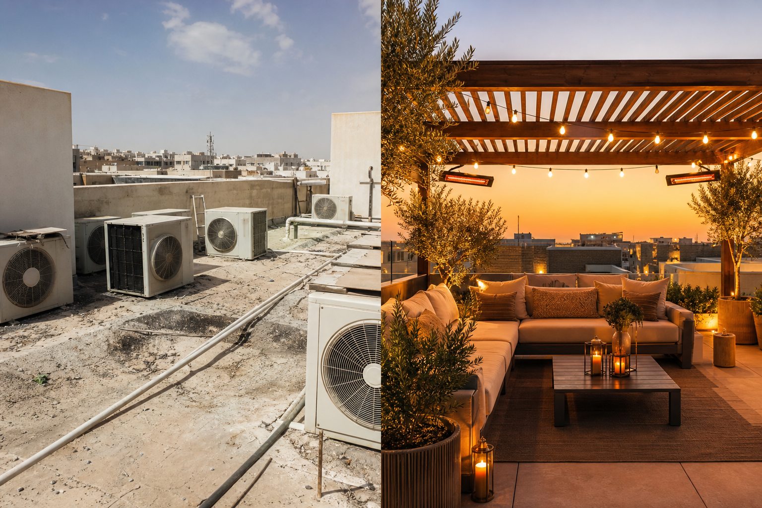 السطح (Rooftop): من "مقبرة للمكيفات" إلى "لاونج شتوي" فاخر.. أفكار وتكاليف